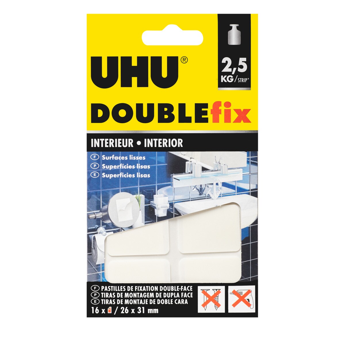 Fita Adesiva UHU Doublefix Interiores - 16 tiras 1