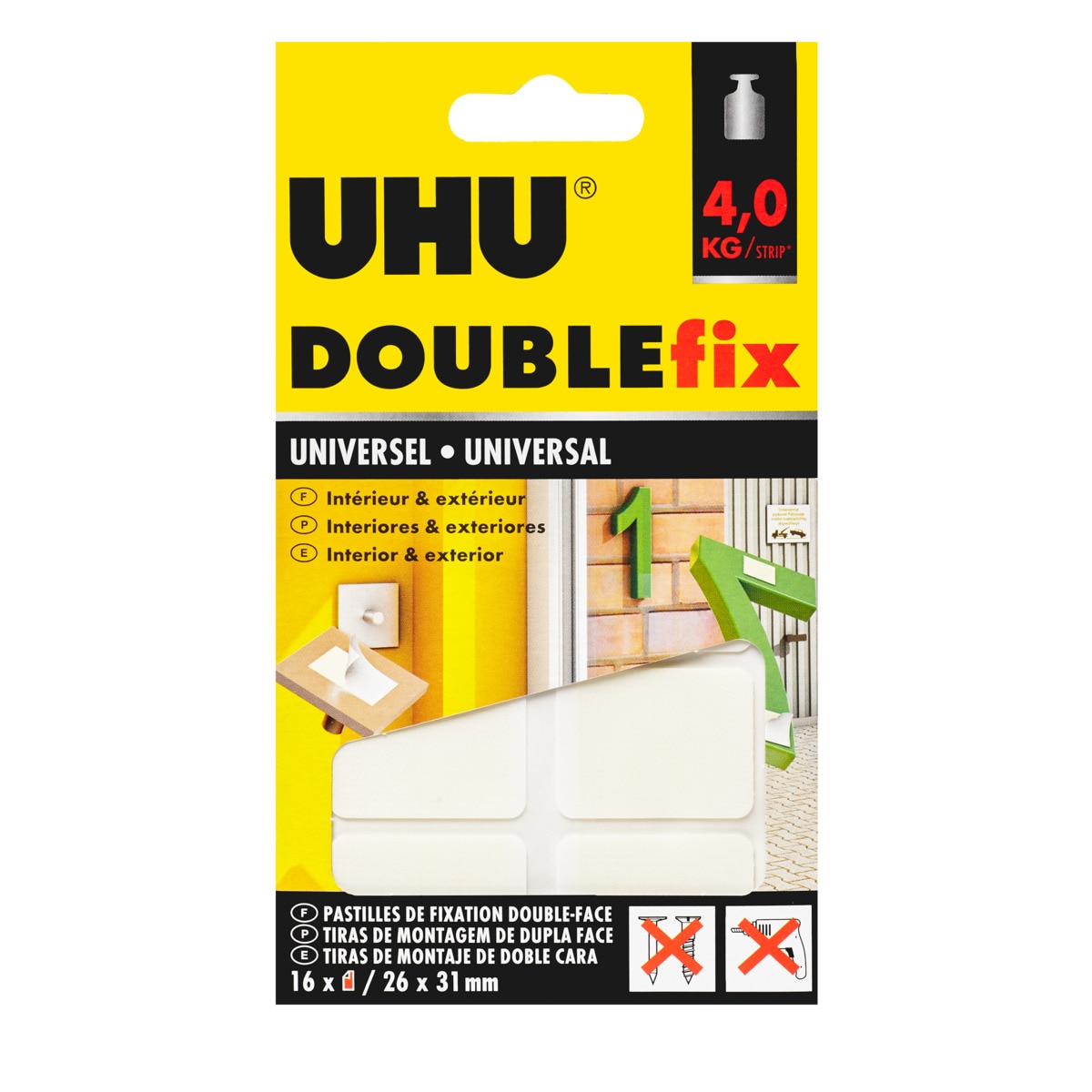 Pastilhas Fixação UHU Doublefix Universal - 16 tiras 1