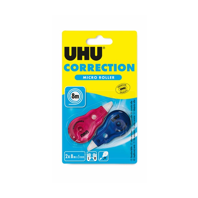 Imagem 0 de Corrector UHU Roller Micro, 2 Unidades - Vermelho/Azul