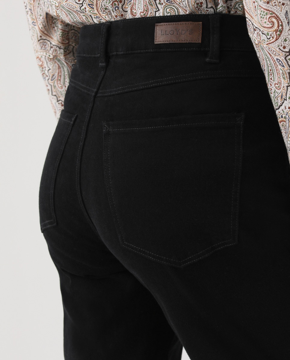 Calças Skinny Básicas de 5 Bolsos em Molesquine Preto-6
