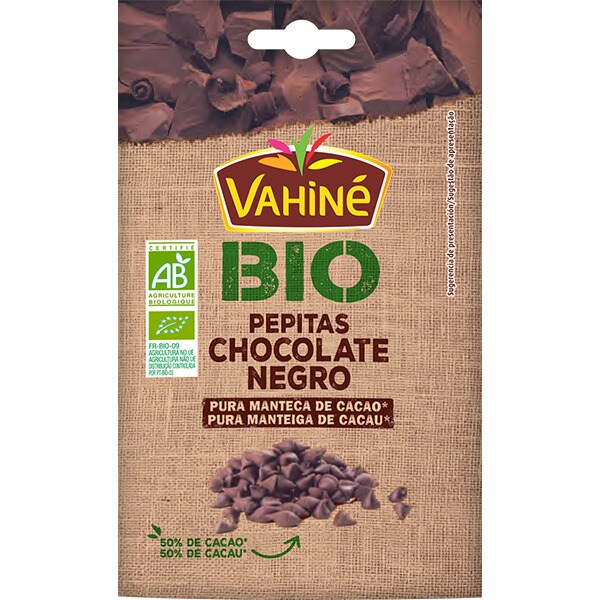 Bio pepitas de chocolate negro 50% cacao ecológicas bolsa 100 g