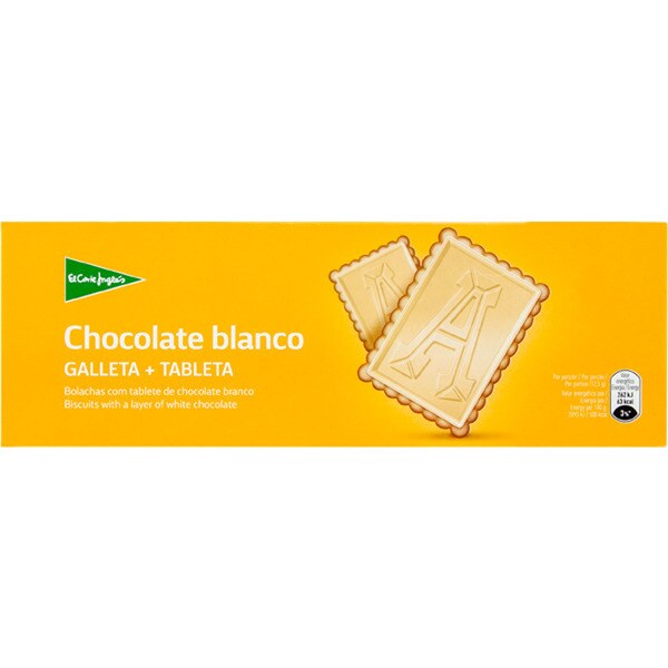 El Corte Inglés Bolachas Cobertas com Chocolate Branco embalagem 150 g