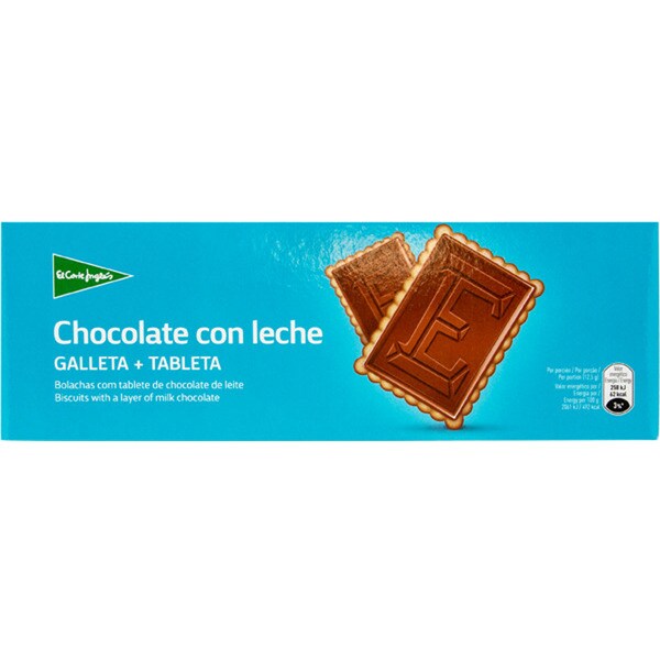 El Corte Inglés Bolachas Cobertas com Chocolate de Leite embalagem 150 g