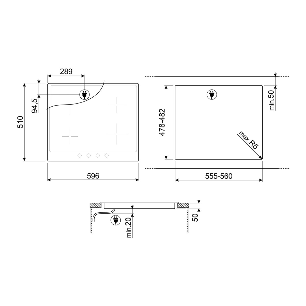Placa inducción Smeg 4 zonas de cocción - SI964XM Acero Inox-2