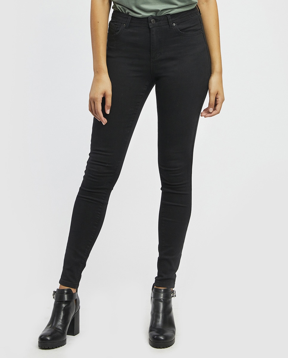 Jeans slim pretas de mulher Preto-1