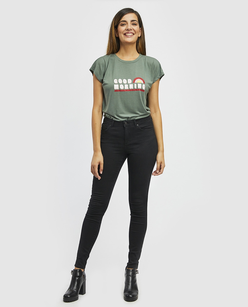 Jeans slim pretas de mulher Preto-3