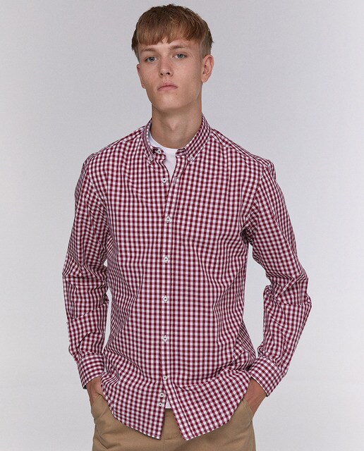 Camisa Vichy de hombre regular de cuadros roja · Sfera · El CAMISA CH CAROLINA HERRERA HOMBRE CUADROS VICHY ROJO TALLA