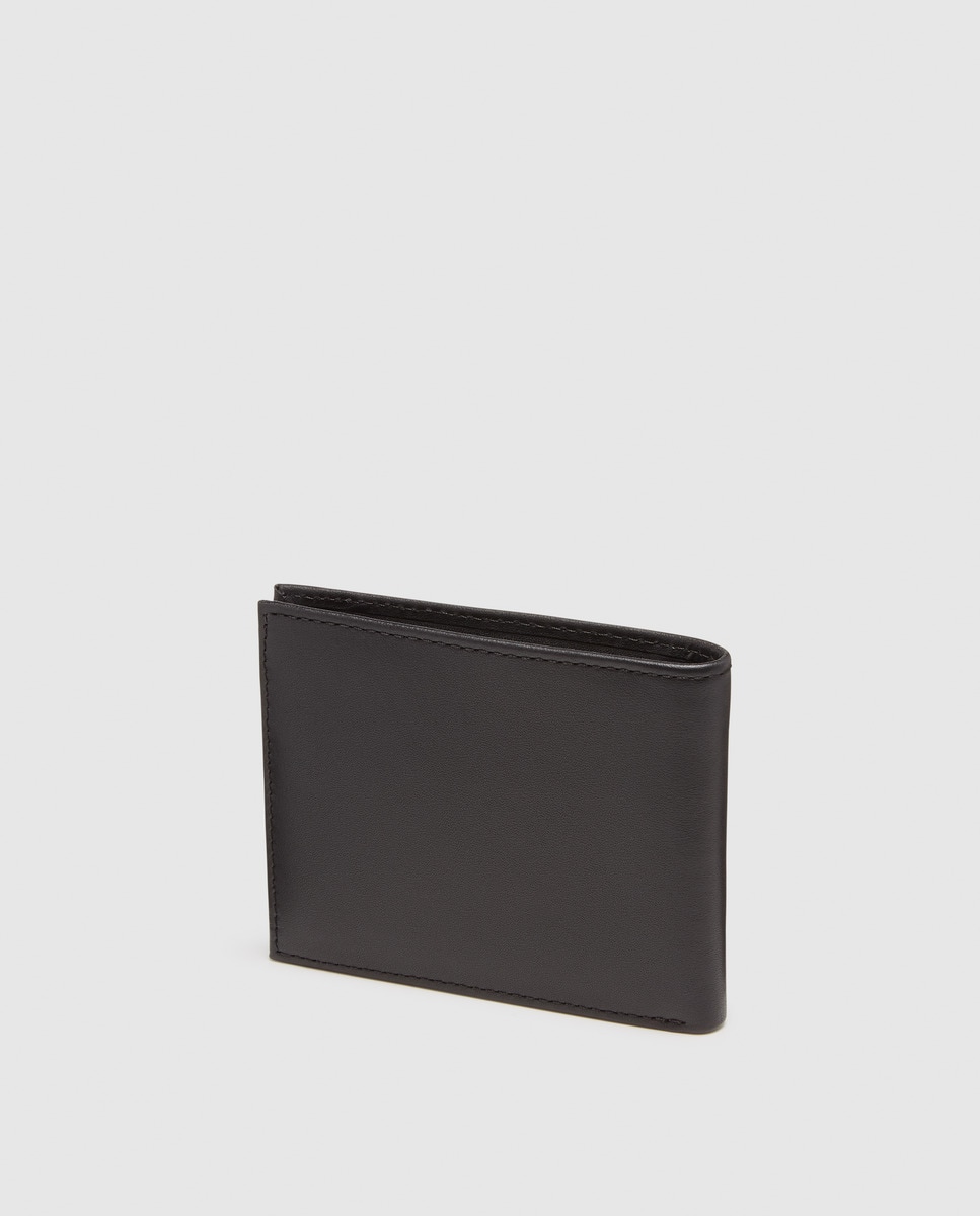 Carteira em pele com capacidade para seis cartões Preto-2