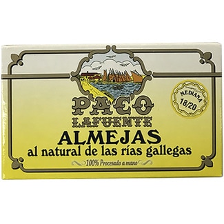 almejas al natural de las rías gallegas medianas 18-20 lata 65 g neto escurrido - Paco Lafuente