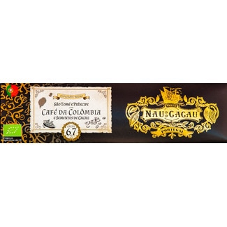 Chocolate Preto São Tomé e Príncipe Café da Colômbia e Sementes de Cacau 67% Biológico embalagem 40 g - Nau Do Cacau