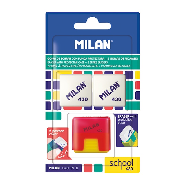 Imagen 0 de Blíster Goma de Borrar MILAN 430 con Funda + 2 Recambios Surtido