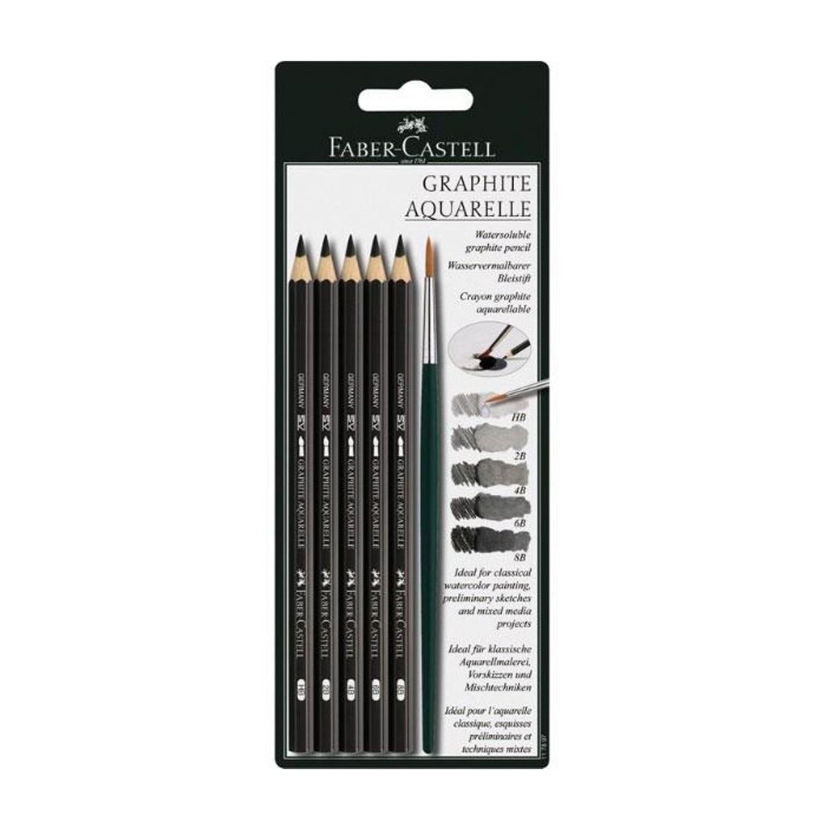 Lápis de Carvão 5 unidades + Píncel Faber Castell 1