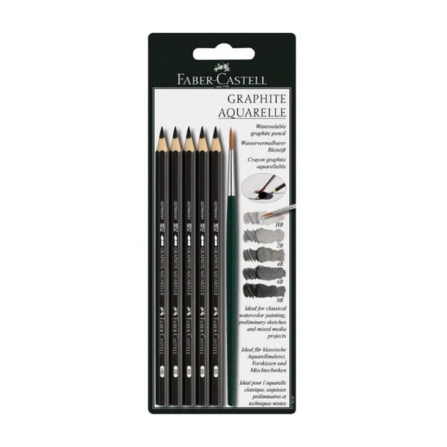 Imagem 0 de Lápis de Carvão 5 unidades + Píncel Faber Castell