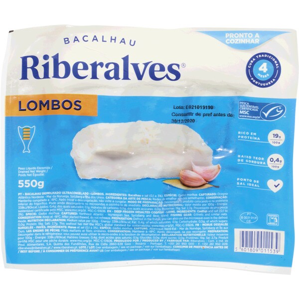 Riberalves Lombos de Bacalhau embalagem 550 g