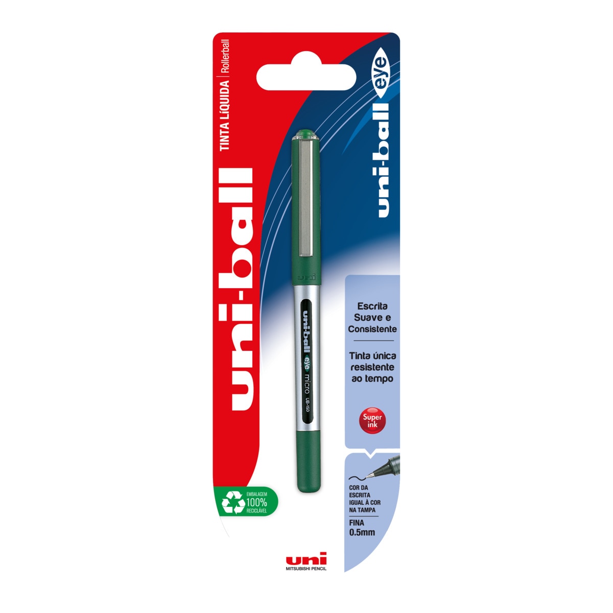 Imagem 0 de Esferográfica Uni-ball Eye 150 Tinta Líquida - Verde