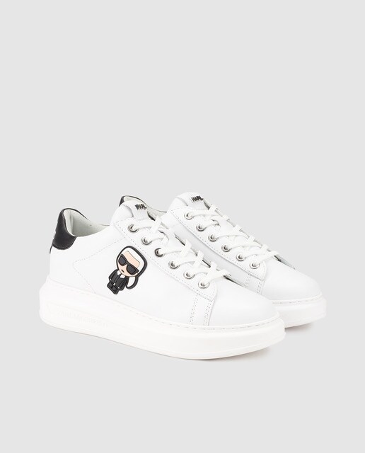Zapatillas de mujer de piel Karl Lagerfeld en color blanco con logotipo  lateral. Modelo KL62530. · Karl Lagerfeld · El Corte Inglés