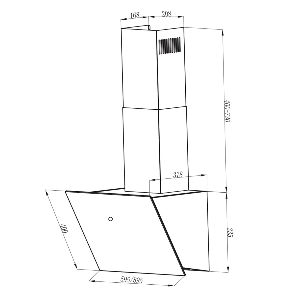 Campana decorativa Mepamsa aspiración perimetral - Cuadro 90 Cristal Negro Cristal negro-2