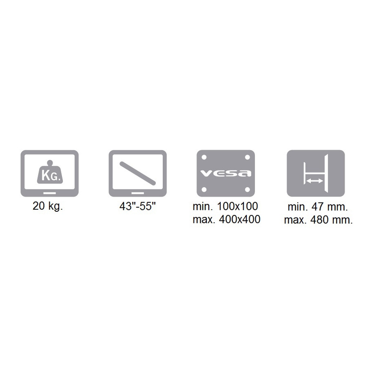 Soporte mural para TV LCD / LED Gisan AX.412 de 109,22 a 139,70 cm (43 a 55'') 4