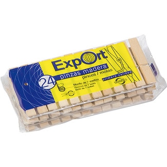 pinzas para la ropa de madera paquete 24 unidades - Ex-port