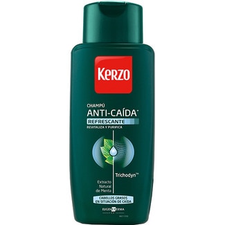 champú anticaída refrescante con extracto narutal de menta para cabellos grasos frasco 400 ml revitaliza y purifica - Kerzo