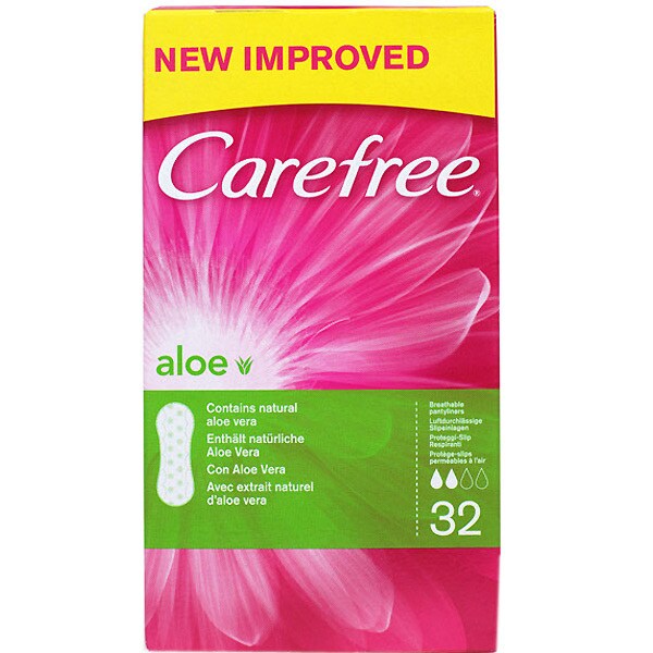 Panty liners with aloe vera box 32 units · CAREFREE · Supermercado El