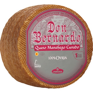 queso curado 100% oveja DOP Queso Manchego peso aproximado pieza 3 kg elaborado con leche pasteurizada - Don Bernardo