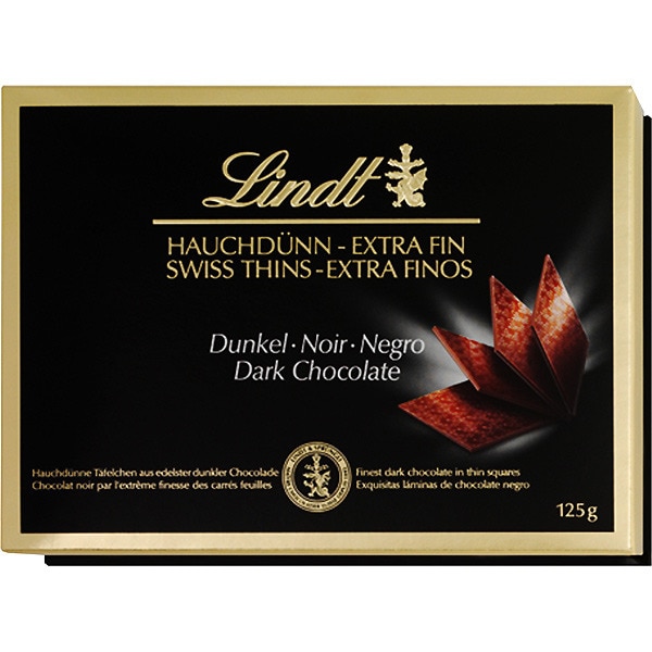 láminas de chocolate negro extrafinas estuche 125 g
