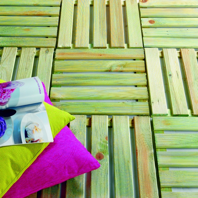 Baldosa Madera Pino Exterior Ranurada Lara 40 x 40 x 2,4 cm Pino-2