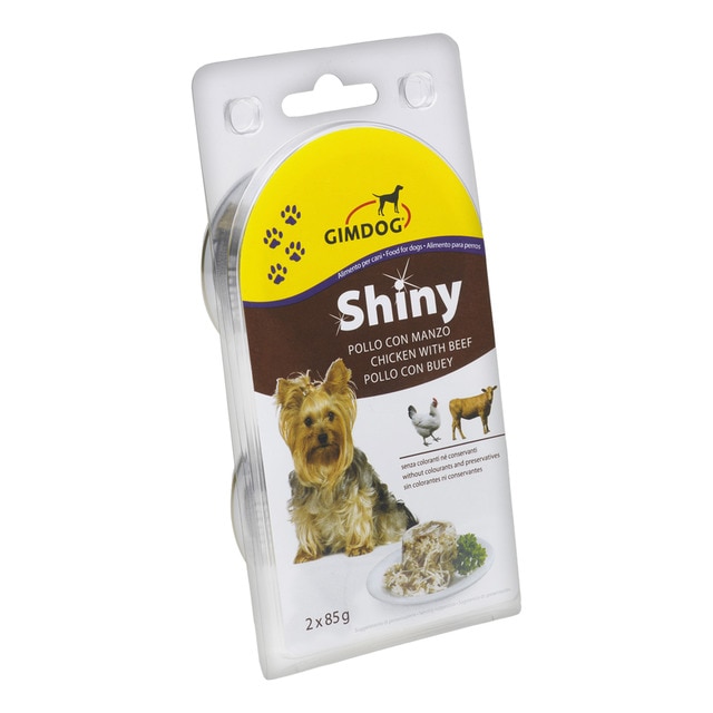 Imagen 0 de Comida húmeda para perros adultos GimDog Shiny gelatina pollo y buey 2 x 85 g
