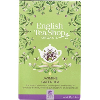 Chá Verde, Jasmim e Flor de Sabugueiro Biológico embalagem 40 g - English Tea Shop