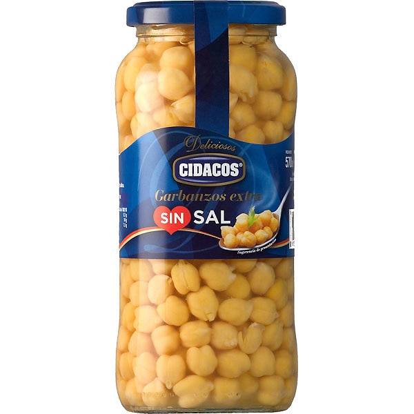 garbanzos cocidos bajo en sal frasco 400 g neto escurrido