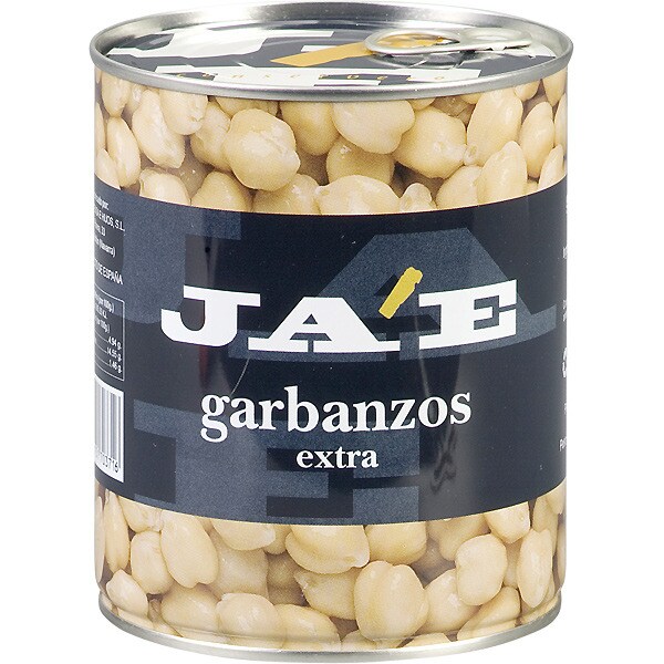 garbanzos cocidos extra al natural lata 500 g neto escurrido · JA'E