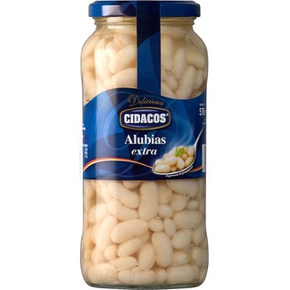 alubia blanca cocida extra al natural frasco 400 g - Cidacos