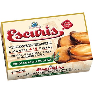 mejillones en escabeche 4-6 piezas lata 70 g - Escuris