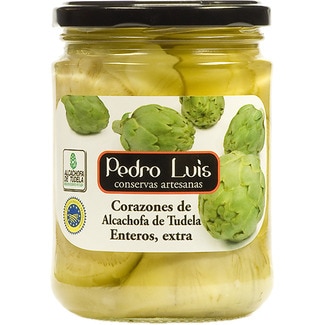 corazones de alcachofa IGP de Tudela frasco 252 g neto escurrido - Pedro Luis