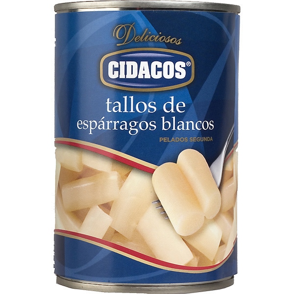 tallos de espárragos blancos pelados lata 250 g neto escurrido