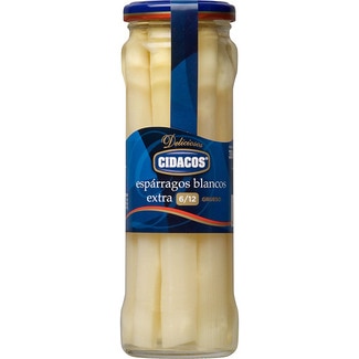espárragos blancos 6-12 piezas extra gruesos frasco 205 g neto escurrido - Cidacos