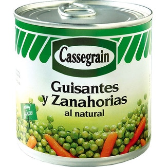 guisantes y zanahorias muy finos al natural lata 265 g neto escurrido - Cassegrain