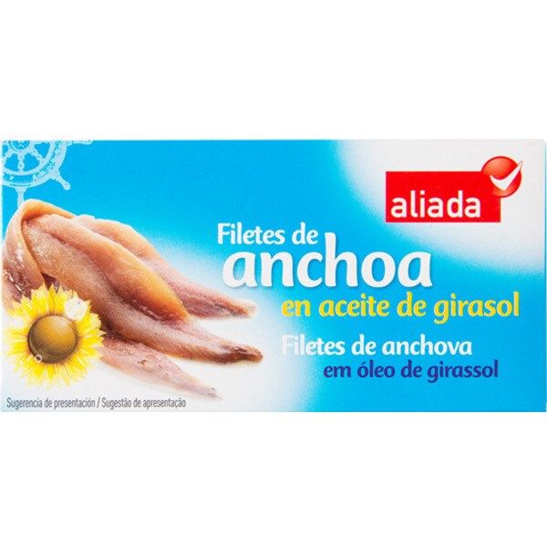 Aliada Filetes de Anchova em Óleo de Girassol lata 29 g