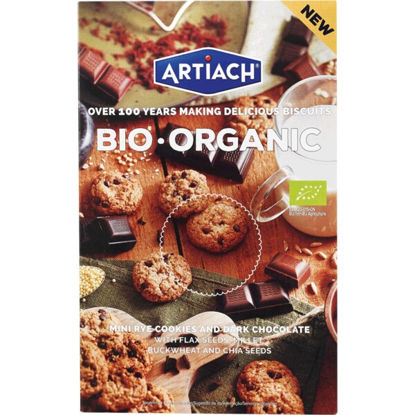 Artiach Mini Cookies com Pepitas de Chocolate Biológicas embalagem 150 g