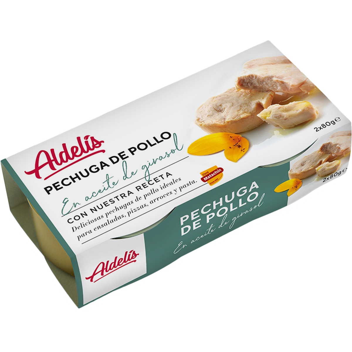 pechuga de pollo en aceite de girasol pack 2 latas 80 g