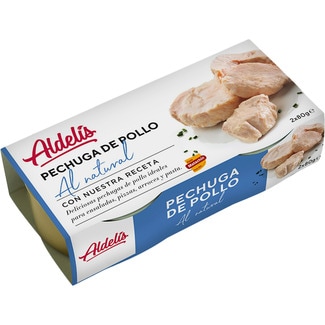 pechuga de pollo al natural pack 2 latas 80 g - Aldelis