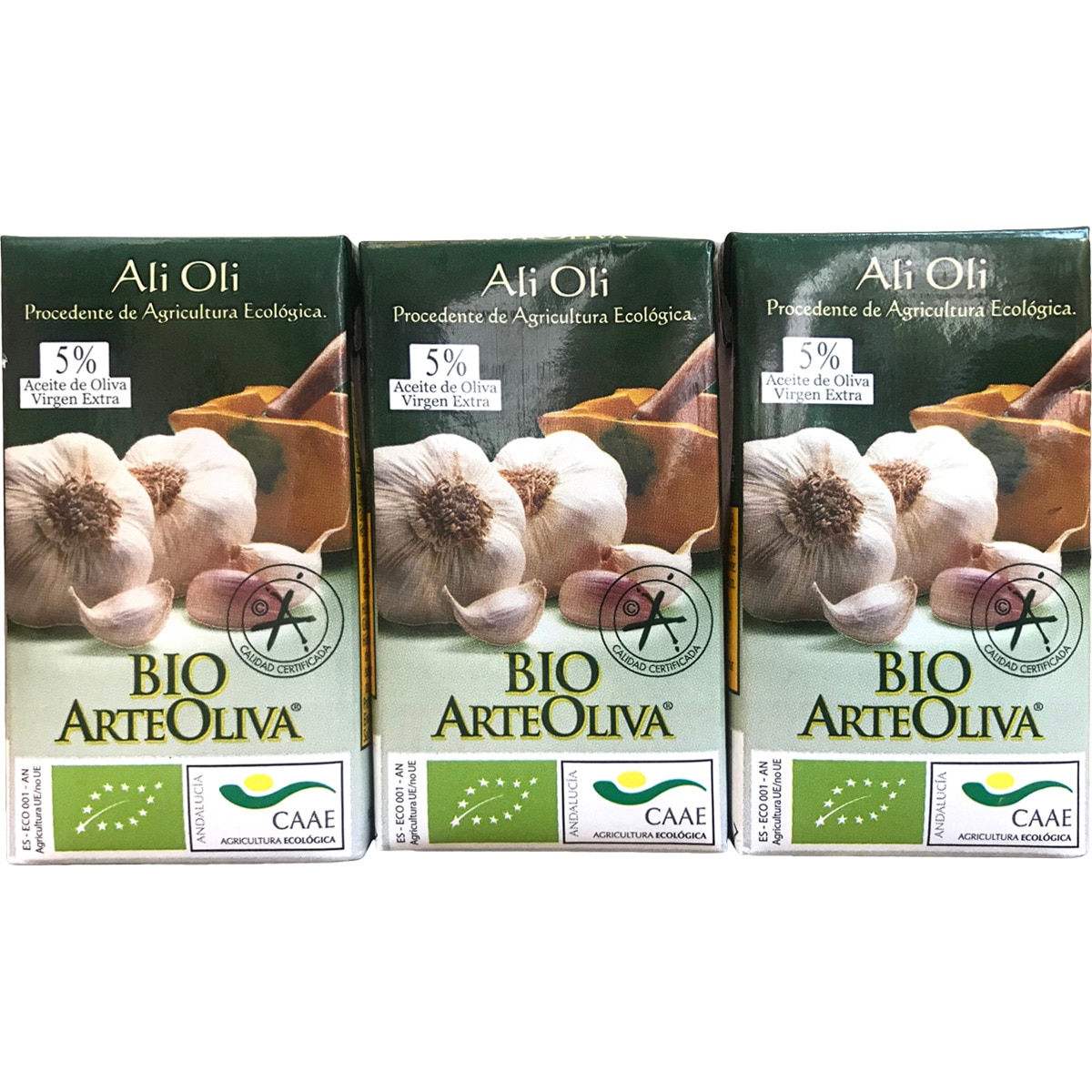 salsa ali oli procedente de agricultura ecológica pack 3 envases 125 ml