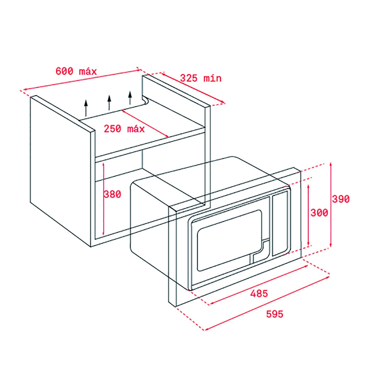 Micro-ondas com Grill Encastrável Teka ML822BISR de 850 W e Capacidade para 22 Litros - Vidro Preto com Aro Inox Preto-2