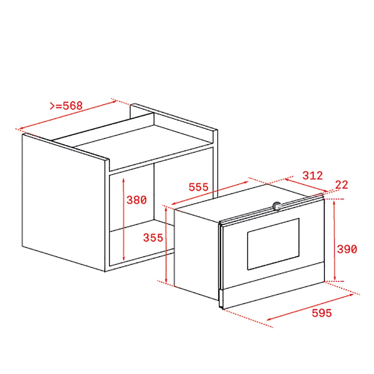 Micro-ondas de encastre ML822BIS branco com capacidade para 22 litros e grelhador Preto-2