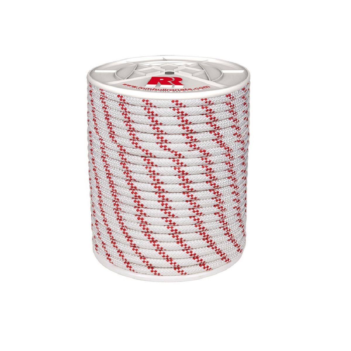 Carretel Corda Poliéster Entrençado com alma - 25 m Branco / Vermelho-1
