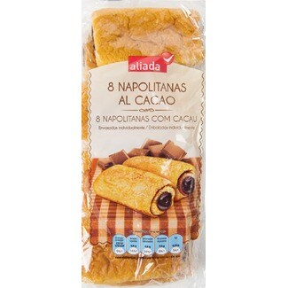 Aliada Napolitanas com Cacau 8 Unidades embalagem 320 g