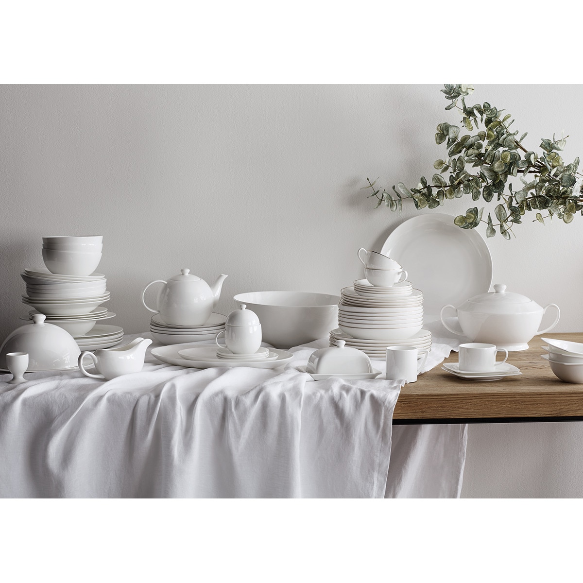 Chávena de chá com prato Bone China Fio Prateado El Corte Inglés Branco-5