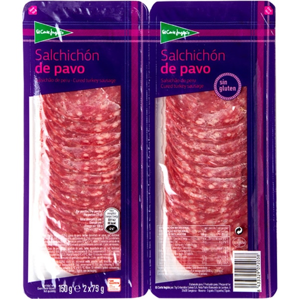 Salsichão de Peru sem Glúten Pack 2 embalagem 150 g