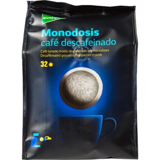 El Corte Inglés Café Torrado Moído Descafeinado em Monodoses embalagem 32 pastilhas